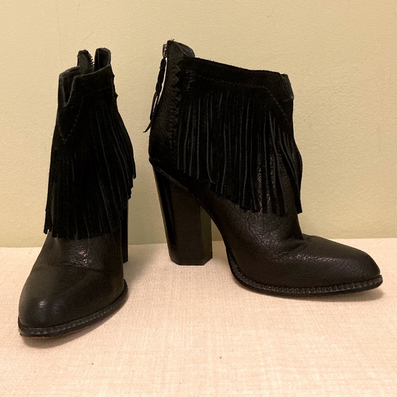 Cynthia Vincent Fringe Ankle Boots - Picture 9 of 11